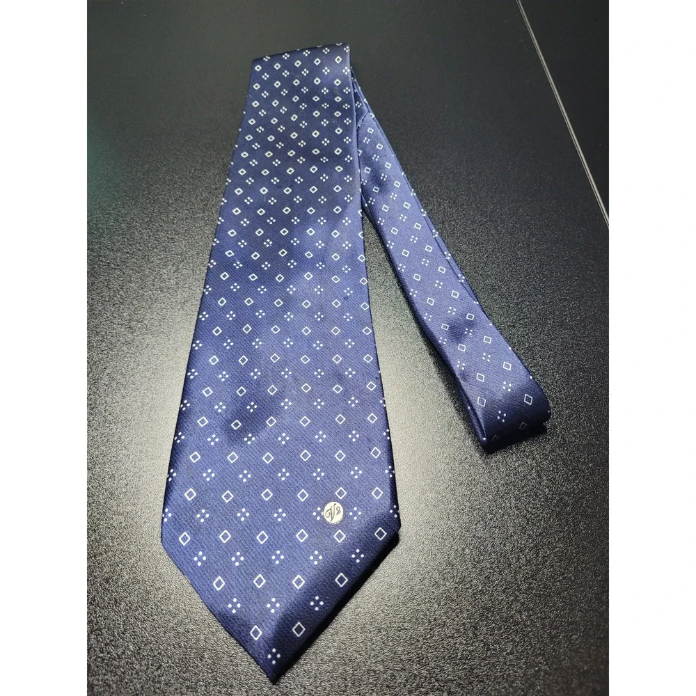 Versace Men's Necktie Navy Blue Geometric Silk 3.75